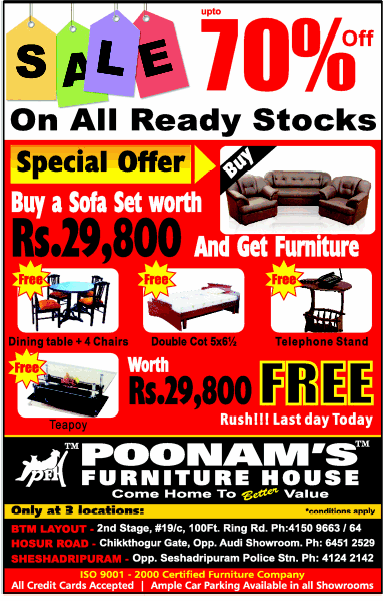 Poonams Furniture House - Sale