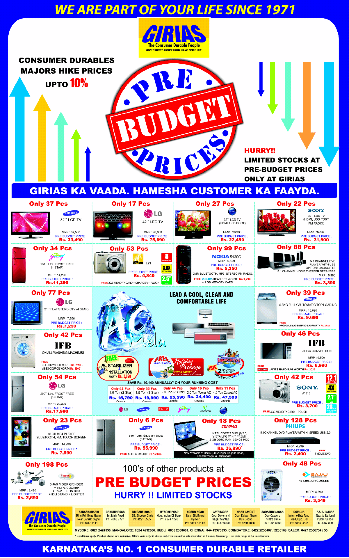 Girias - Pre Budget Prices