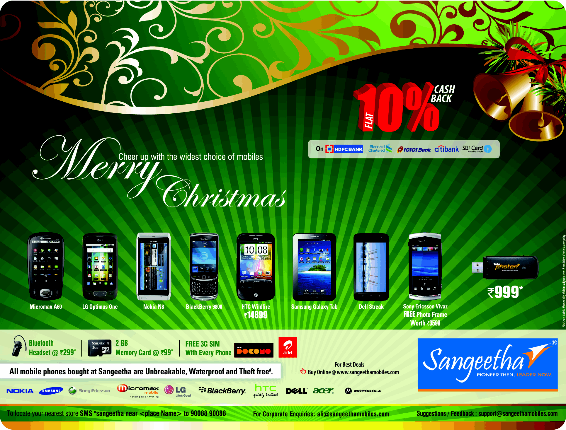 Sangeetha Mobiles Smart phones smart prices !!! / Bangalore SaleRaja