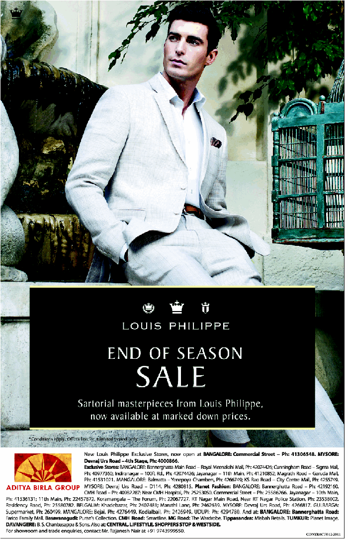 Find list of Louis Philippe in M G Road - Louis Philippe Stores Bangalore -  Justdial