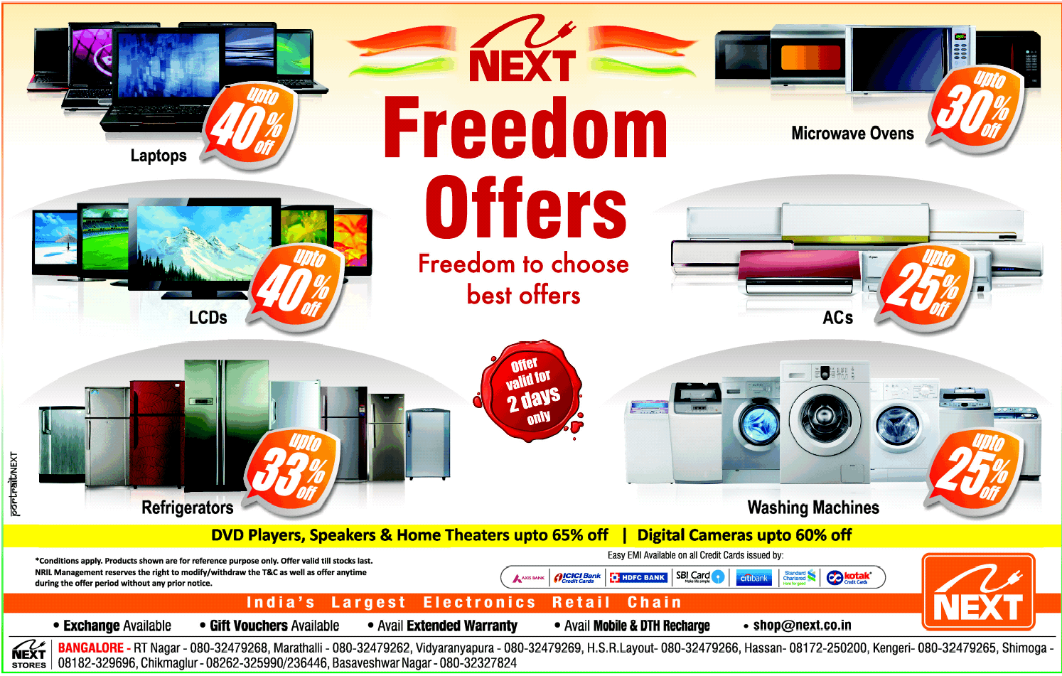 Next Electronics Freedom Offers / Bangalore SaleRaja