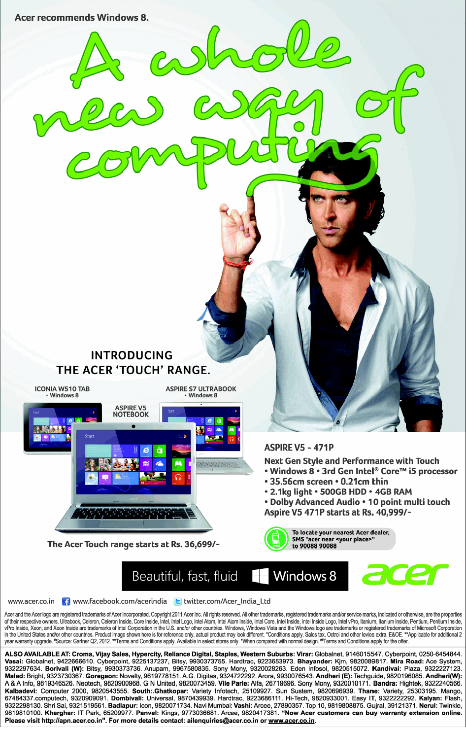 Acer - Touch Range starts from Rs. 36,699/-