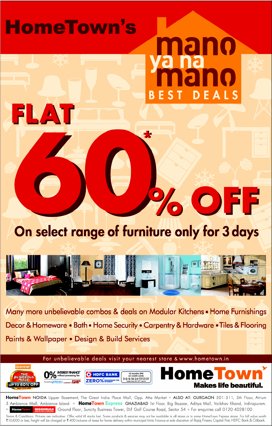 HomeTown Mano Ya Na Mano Sale / Mumbai, New Delhi, Bangalore SaleRaja