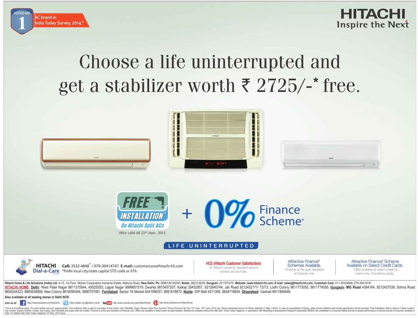 Hitachi AC Offers on Air Conditioners / Mumbai, New Delhi, Bangalore