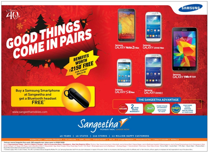 Sangeetha Offers on Samsung Smartphones / Bangalore SaleRaja