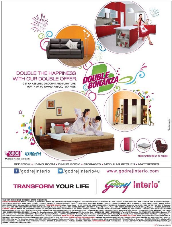 Godrej Interio Exciting Offers / Mumbai, New Delhi, Bangalore SaleRaja