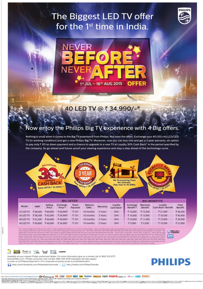 Philips LED TV Exciting Offers / Mumbai, New Delhi, Bangalore SaleRaja