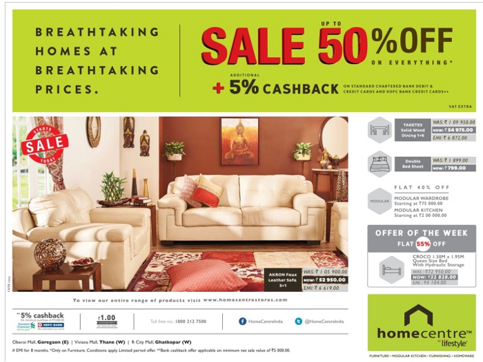 Home CENTRE by Lifestyle Sale / Mumbai SaleRaja