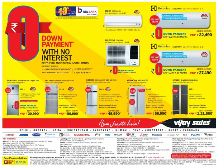 Vijay Sales Offers on Air Conditioners / New Delhi SaleRaja