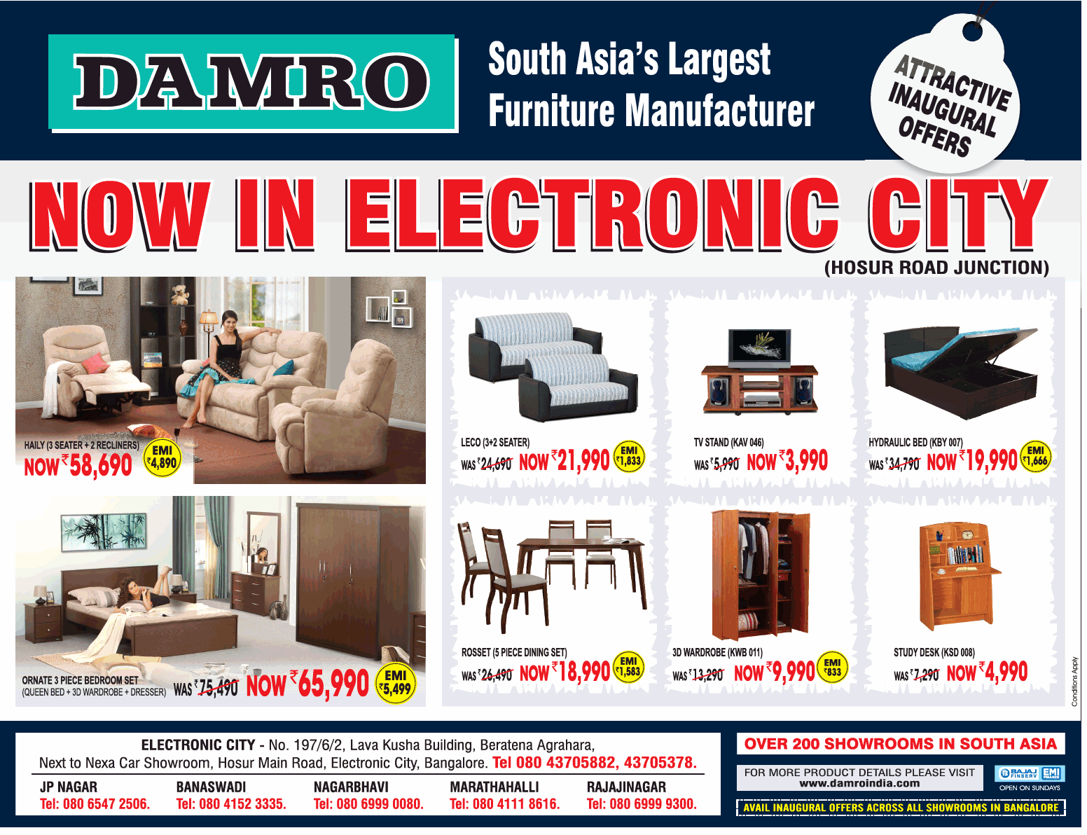 Damro Furniture - Special Offers   Bangalore 