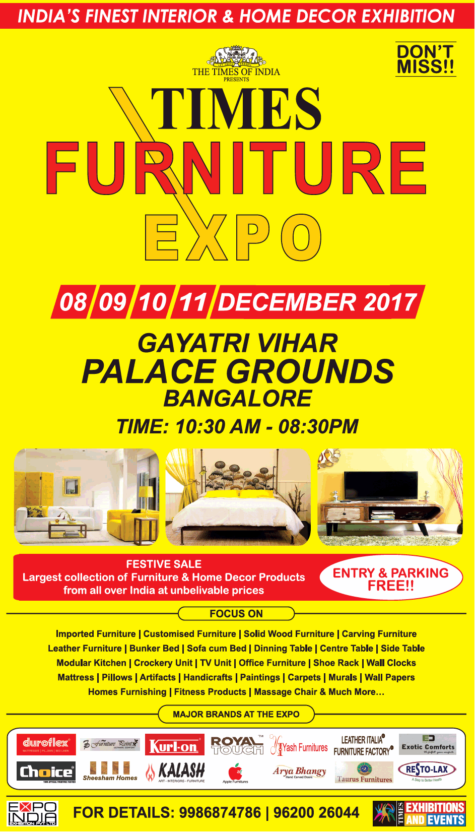 Times Furniture Expo Exhibition Cum Sale Bangalore Saleraja