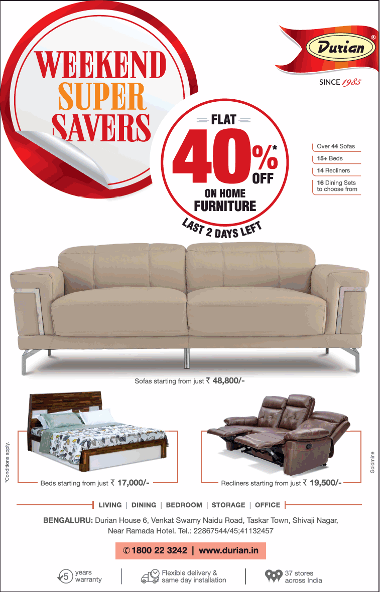 Durian Furniture Sale / Bangalore SaleRaja